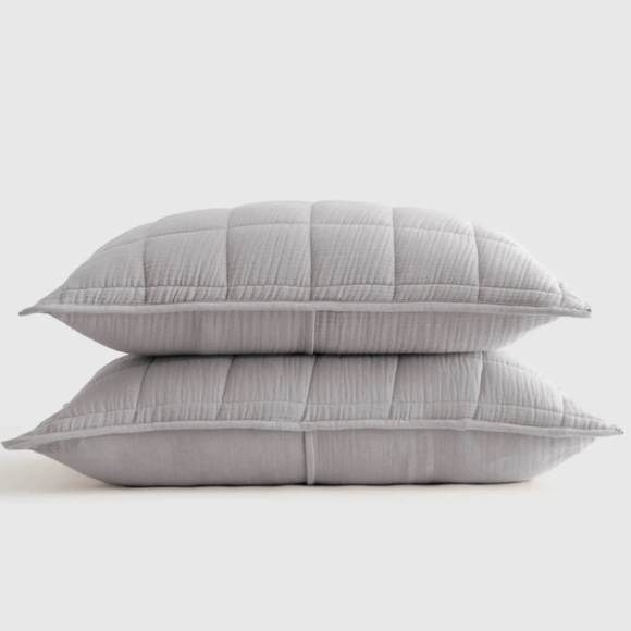 Quince Other - NWT QUINCE Organic Airy Gauze Box Quilt Sham Set King Fog Grey 1452